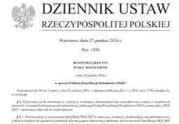 Fragment oficjalnego dokumentu z godłem Polski i tekstem "Dziennik Ustaw Rzeczypospolitej Polskiej".