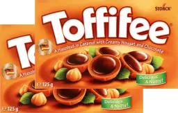Toffifee: orzech laskowy w karmelu z kremowym nugatem i czekoladą.