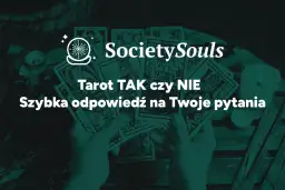 Dłonie trzymające karty tarota z napisem "Tarot TAK czy NIE".