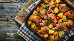 Zapiekanka z kurczakiem, ziemniakami i warzywami w 1 naczyniu - przepis