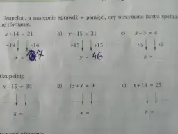 Rozwiąż równanie i sprawdź, czy spełnia je liczba naturalna