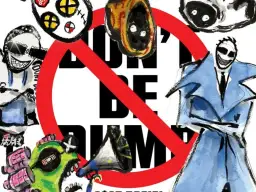 Stylizowana grafika z napisem "DON'T BE DUMB" i postaciami, zapowiadająca asap rocky new album.