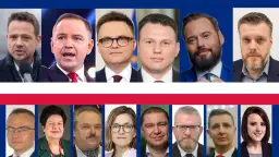 Kolaż zdjęć kandydatów na prezydenta Warszawy.