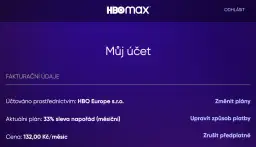 Ekran konta HBO Max z danymi rozliczeniowymi i opcjami zarządzania subskrypcją.