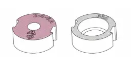 Dwa elementy bezpiecznika: jeden z oznaczeniem 2-4-6A i symbolem, drugi z oznaczeniem 63A.