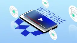 Smartfon z napisem WIDEVINE i ikonami symbolizującymi bezpieczeństwo. Widevine content decryption module to klucz do bezpiecznego streamingu.