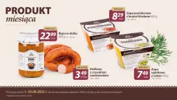 Słoik bigosu, kiełbasa, zupa pomidorowa i ogórkowa.