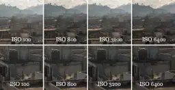 Porównanie zdjęć z różnym ISO: 100, 800, 3200, 6400. Zobacz, jak ustawić ISO w aparacie, by uzyskać najlepszy efekt.