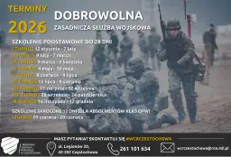 Żołnierze w mundurach polowych podczas szkolenia, z tekstem o terminach służby wojskowej 2026.