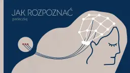 Grafika ilustruje rozpoznawanie padaczki poprzez analizę zmian napadowych w EEG. Widoczne są elektrody podłączone do mózgu.