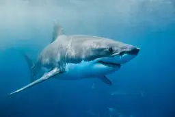 Wielki biały rekin pływa w głębinach. Czy w morzu bałtyckim są rekiny? To pytanie budzi niepokój, ale ten rekin nie jest z Bałtyku.