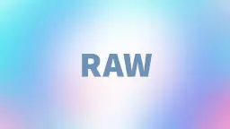 Napis "RAW" na tle pastelowego gradientu. To pytanie, "raw co to znaczy", sugeruje poszukiwanie definicji surowego formatu danych.