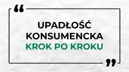 Grafika z tekstem "Upadłość konsumencka krok po kroku" na tle geometrycznym.