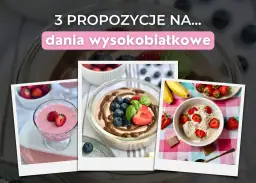 3 propozycje na pyszne dania wysokobiałkowe: mus truskawkowy, deser czekoladowy z owocami i lody z truskawkami. Idealne przepisy na dietę białkową.