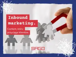 Inbound marketing przyciąga klientów jak magnes. Dwa magnesy przyciągają figurki ludzi. SAGO.