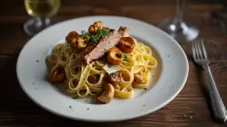 Makaron z polędwiczką i kurkami - wykwintne połączenie smaków