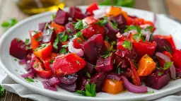 Kolorowo i smacznie: sałatka z buraków, papryki i cebuli - przepis