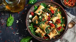 Pęczak z fetą, szpinakiem i suszonymi pomidorami - przepis krok po kroku