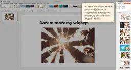 Jak skopiować slajd z jednej prezentacji do drugiej w PowerPoint. Widok Projektanta podpowiada, jak to zrobić.