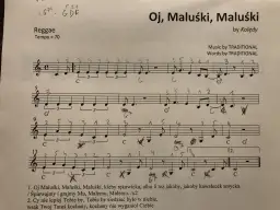 Nuty do kolędy na pianino "Oj, Maluški, Maluški". Tempo 70.