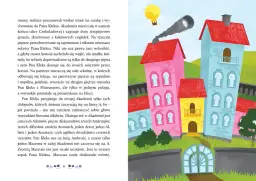 Kto jest autorem książki Akademia Pana Kleksa? To Jan Brzechwa. Ilustracja przedstawia kolorowe kamienice i balon.