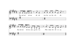 Proste piosenki na pianino z tekstem "Tsa-mi-na mi-na" i "This time for Africa".