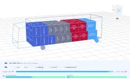 Wizualizacja ładowania palet Euro i przemysłowych w naczepie TIR.