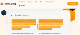 Aplikacja Beelinguapp ułatwia czytanie po angielsku, prezentując tekst Sherlocka Holmesa w dwóch językach.