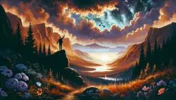 Postać na szczycie góry wita nowy dzień, symbolizując podróż bohatera. Ile etapów ma podróż bohatera według monomitu Josepha Campbella?