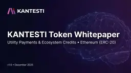 KANTESTI Token Whitepaper: Utility Payments & Ecosystem Credits. Sieć neuronowa symbolizuje innowacyjność. v1.0, grudzień 2025.