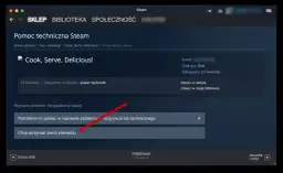 Interfejs Steam z zaznaczonym przyciskiem "Chcę otrzymać zwrot pieniędzy".