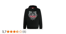 Czarna bluza z kapturem Kenzo z wyrazistym, haftowanym tygrysem i logo marki.