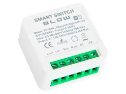 Biały moduł do **tuya automatyzacja** z zielonymi złączami śrubowymi. Włącznik smart z Wi-Fi, idealny do inteligentnego domu.