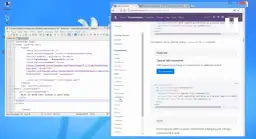 Kod HTML i CSS na ekranie pokazują, jak zacząć stronę HTML z użyciem Bootstrap. Widoczny jest edytor kodu i przeglądarka z dokumentacją.