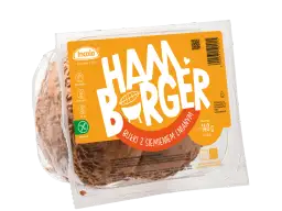 Opakowanie z dwoma bułkami hamburgerowymi bezglutenowymi z siemieniem lnianym.