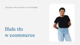 Uśmiechnięta kobieta w czarnej koszulce i jeansach na białym tle. Zdjęcia na każdą platformę, białe tło w ecommerce.