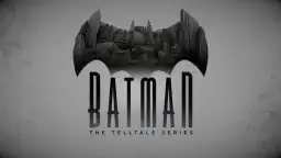 Logo gry Batman: The Telltale Series z Gotham w tle. Czekasz na batman telltale spolszczenie?
