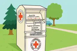 Kontener PCK przyjmuje ubrania. Pomóż potrzebującym, wrzucając odzież. Dziękujemy!
