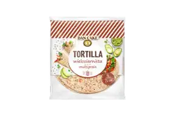 Opakowanie tortilli wieloziarnistej Dan Cake. Czy tortilla wieloziarnista jest zdrowa? Tak, to świetna baza do zdrowych wrapów z awokado i warzywami.