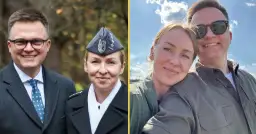 Szymon Hołownia z żoną w mundurze wojskowym. Ile lat służyła w wojsku żona Hołowni? Tego nie wiemy, ale na zdjęciu wygląda dumnie.