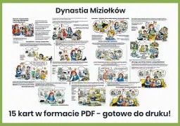 Recenzja książki "Dynastia Miziołków" – ilustrowane karty PDF z humorem i mądrością o rodzinie.