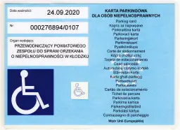 Karta parkingowa dla osób niepełnosprawnych, ważna do 24.09.2020. Czy karta parkingowa zwalnia z opłat za parking? To zależy od lokalnych przepisów.