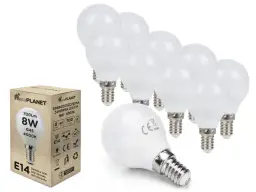 Żarówka G45 to mała, kulista żarówka LED o gwincie E14, idealna do lamp dekoracyjnych. Ten zestaw zawiera 10 sztuk.