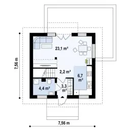 Dom jednopiętrowy do 70 m² - projekt Z264D z kolekcji Muratora, wybudujesz bez pozwolenia