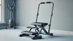 Stepper skrętny efekty: ćwicz nogi i pośladki na kompaktowym urządzeniu. W tle orbitrek.
