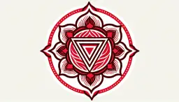 Czerwona mandala z trójkątem w środku, symbolizująca czakrę.