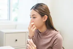 Kobieta zakłada soczewkę kontaktową na oko.