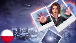 Zdjęcia z gry Life is Strange, z polską flagą i zimową scenerią.