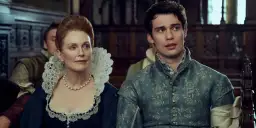 Mary i George w strojach z epoki, ona w perłach i koronkowym kołnierzu, on w ozdobnej kurtce.