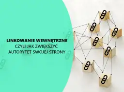 Drewniane klocki z ikonami łańcuchów połączone liniami, symbolizujące linkowanie stron i budowanie autorytetu.